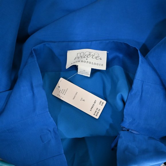 Anthropologie X Mare Mare Blue Satin Blazer and Mini Skirt Set in Small NWT - Picture 11 of 15
